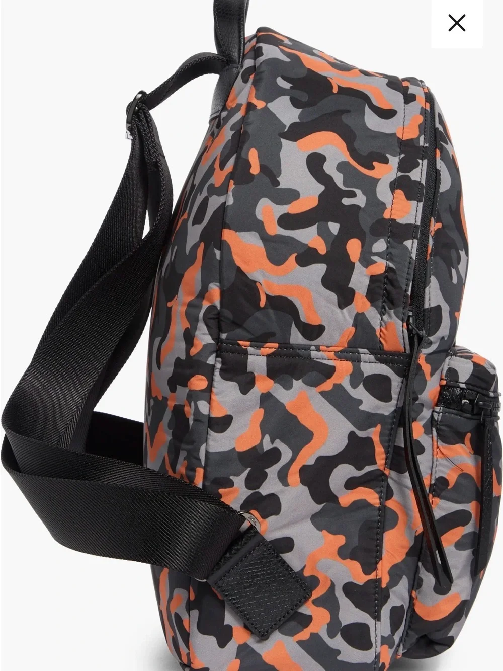 Longchamp Camouflage Backpack in Black, Gray & Orange